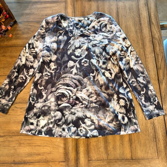 Soft Surroundings Naima Floral Knit Tunic Top, XL, Dark Romantic, Goth, Feminine - Picture 1 of 10
